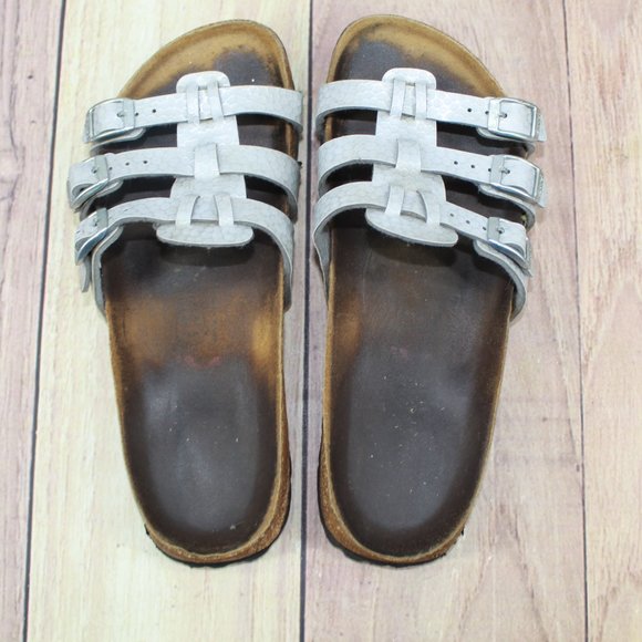 Birkenstock Xenia Gray Soft Footbed 3-Straps Sandals Size Eu 38 US 7 - Picture 8 of 11